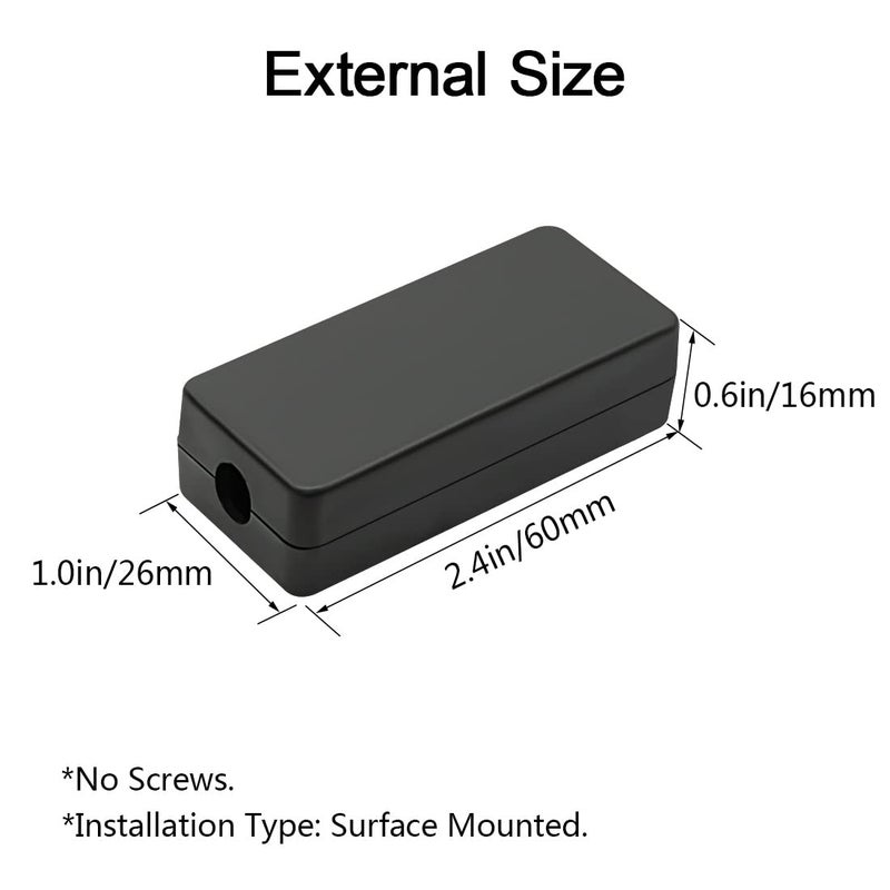 LeMotech 5Pcs ABS Plastic Electrical Project Case Power Junction Box, Project Box Black 2.4 x 1.0 x 0.6 inch (60 x 26 x 16 mm) - Image 2